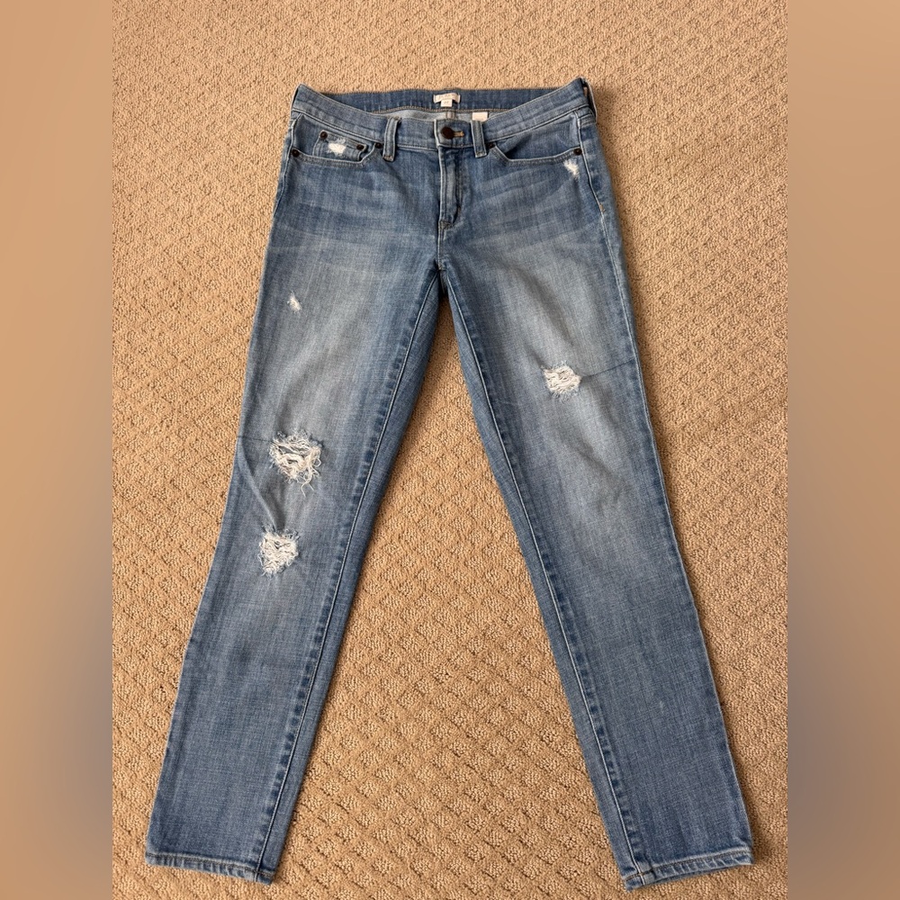 J. Crew Distressed Skinny Jeans in Blue